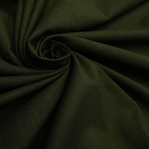 Tecido cambraia de algodao c/  trama de linho  verde oliva escuro