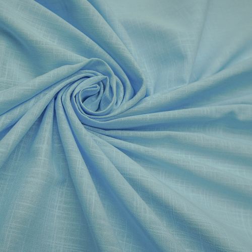Tecido cambraia de algodao c/ trama de linho azul bebe
