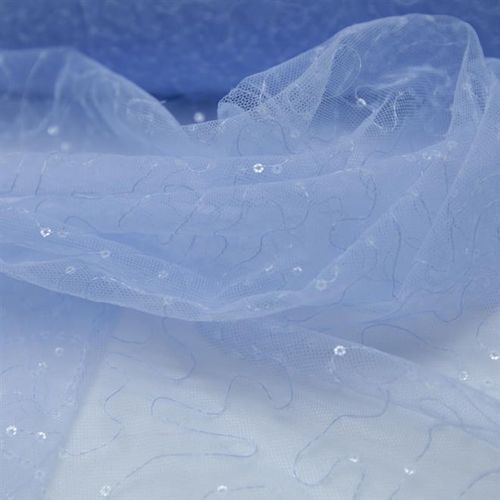 Tecido tule paetizado sem fim (mini paete) azul serenity - und 130x125cm