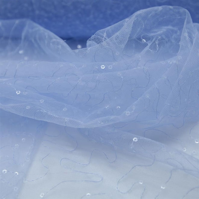 Tecido tule paetizado sem fim (mini paete) azul serenity - und 130x125cm-1784129043830