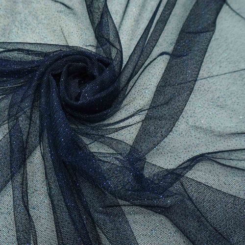 Tecido tule com glitter azul marinho