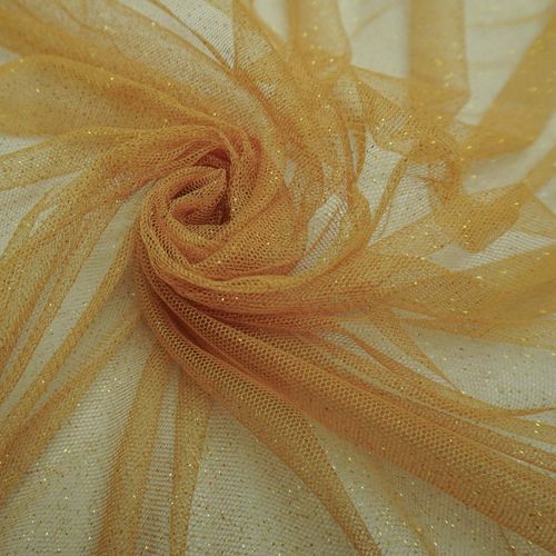 Tecido tule com glitter dourado