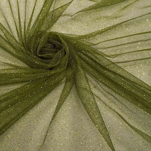 Tecido tule com glitter verde oliva