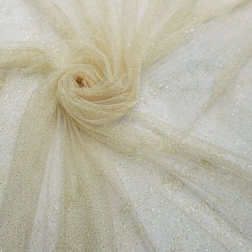 Tecido tule com glitter nude