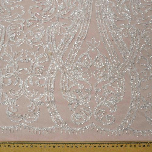 Tecido tule com glitter arabesco branco - und 90x150cm