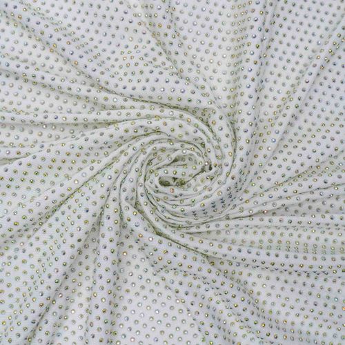 Tecidos malhas strass chaton off white - und 80x145cm