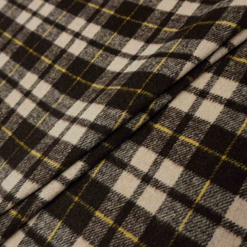Tecido lã flanelada xadrez marrom/bege und 60x150cm
