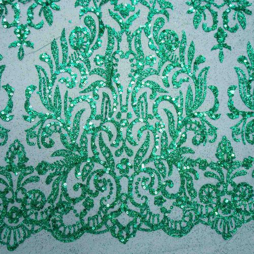 Tecido renda tule com glitter e paetê verde floresta
