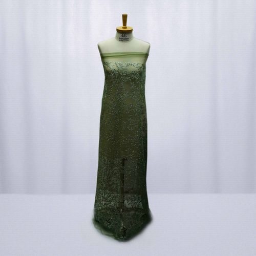 Tecido tule glitter diamane quebrado verde menta - und 77x130 cm