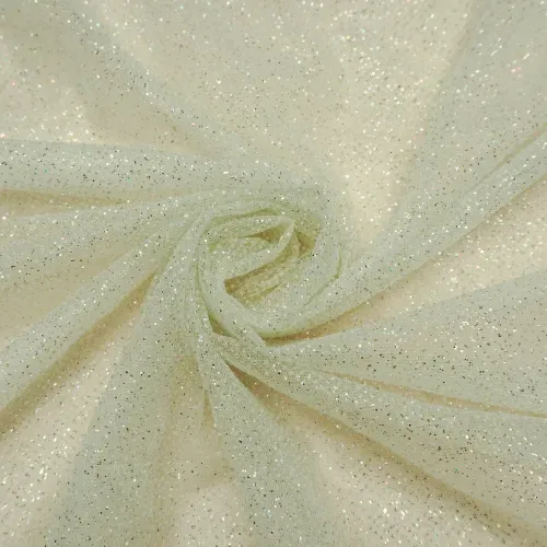 Tecido tule glitter leve off white - und 60x140 cm