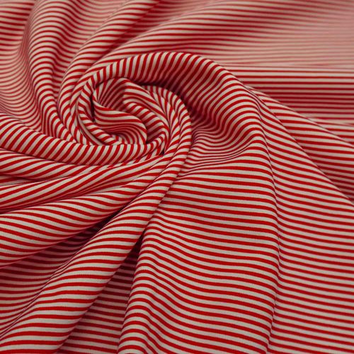 Tecido crepe leve listrado vermelho/branco