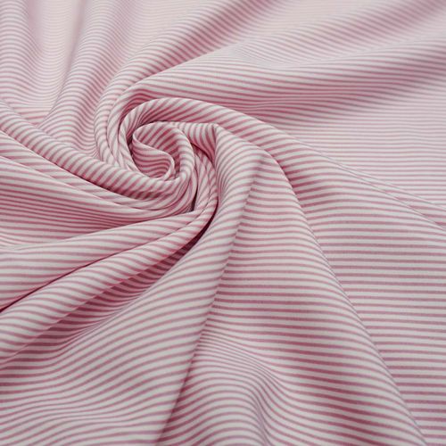 Tecido crepe leve listrado rosa/branco