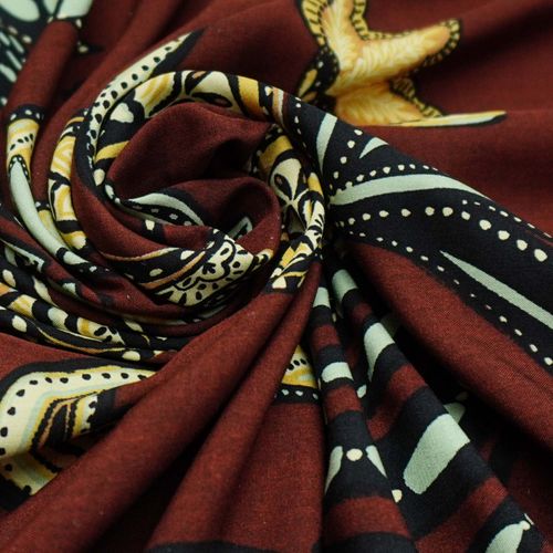 Tecido viscose estampado floral marrom
