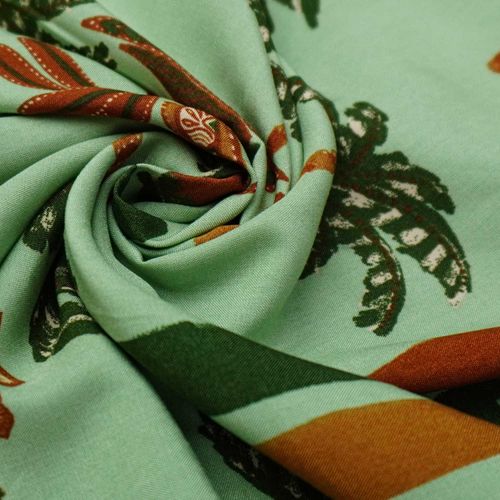 Tecido viscose estampado folhagem verde