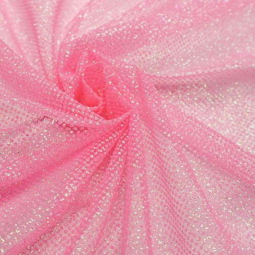 Tecido tule com glitter leve rosa chiclete