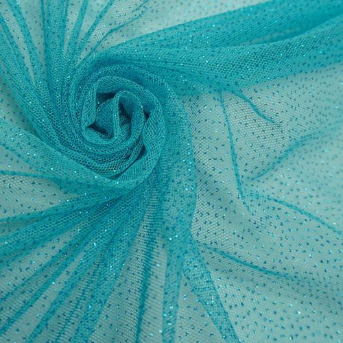 Tecido tule com glitter azul tiffany