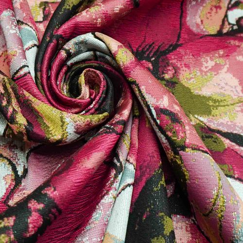 Tecido jacquard brocado premium pink