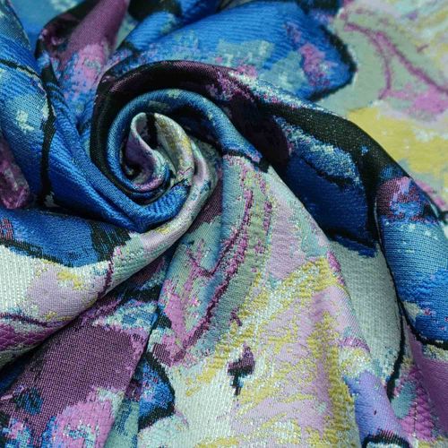 Tecido jacquard brocado premium azul