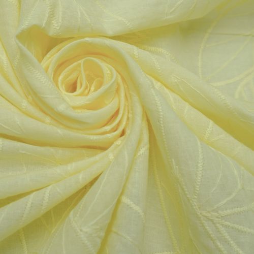 Tecido cambraia de algodão bordado amarelo bebê