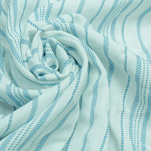 Tecido viscose off white estampado listras azul