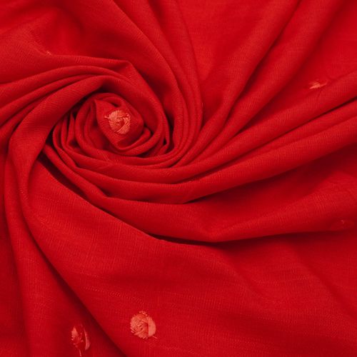 Tecido viscose rayon bordado poá vermelho