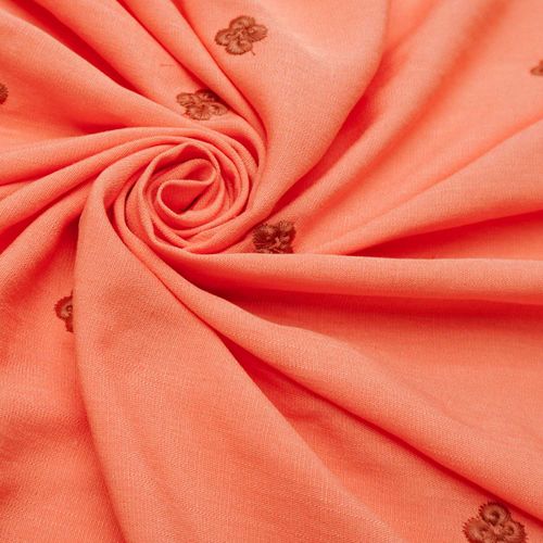 Tecido viscose bordada coral